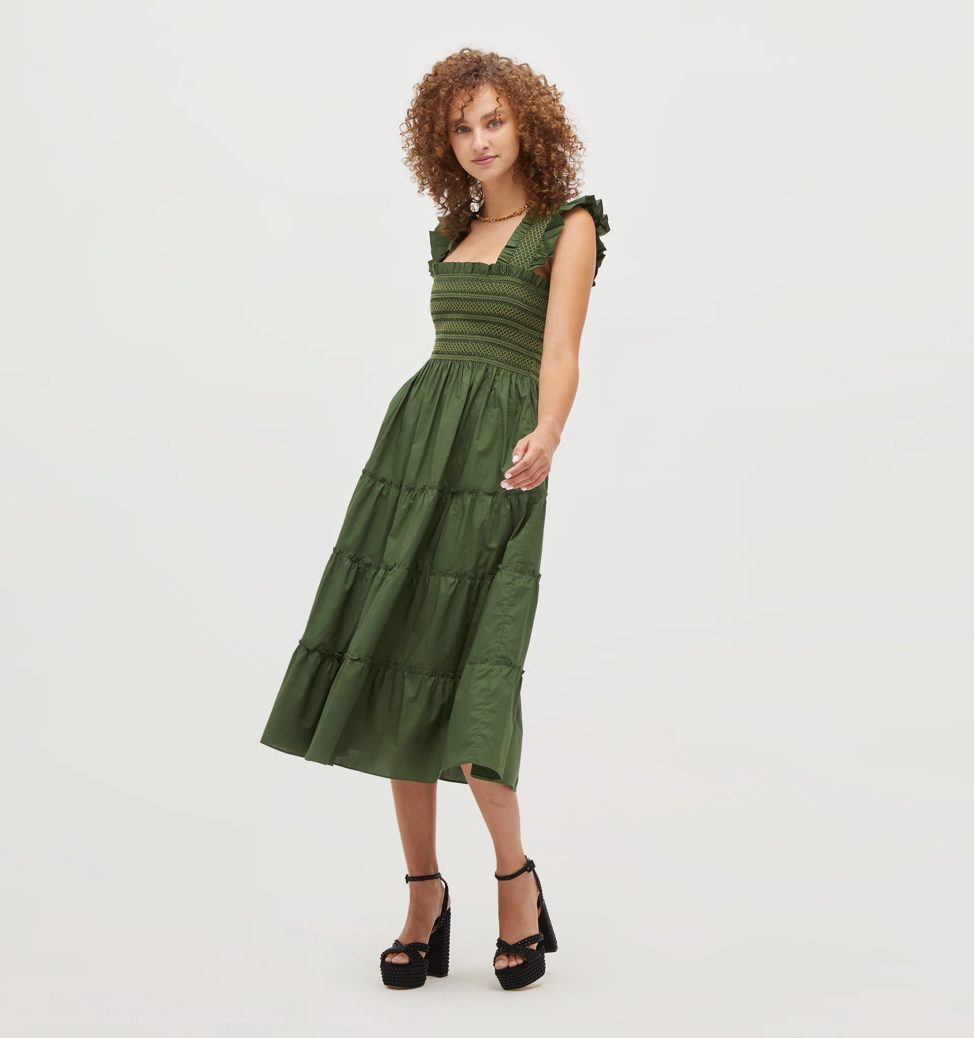 The Ellie Nap Dress - Leaf Green Cotton | Hill House Home