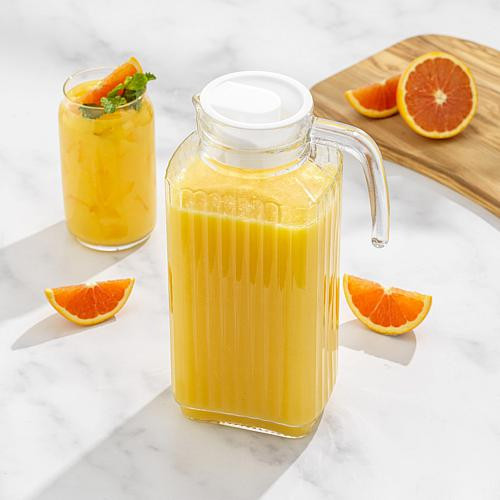 Joyjolt JoyJolt 60 oz. Beverage Serveware Glass Pitcher with Handle and 2 Lids | HSN