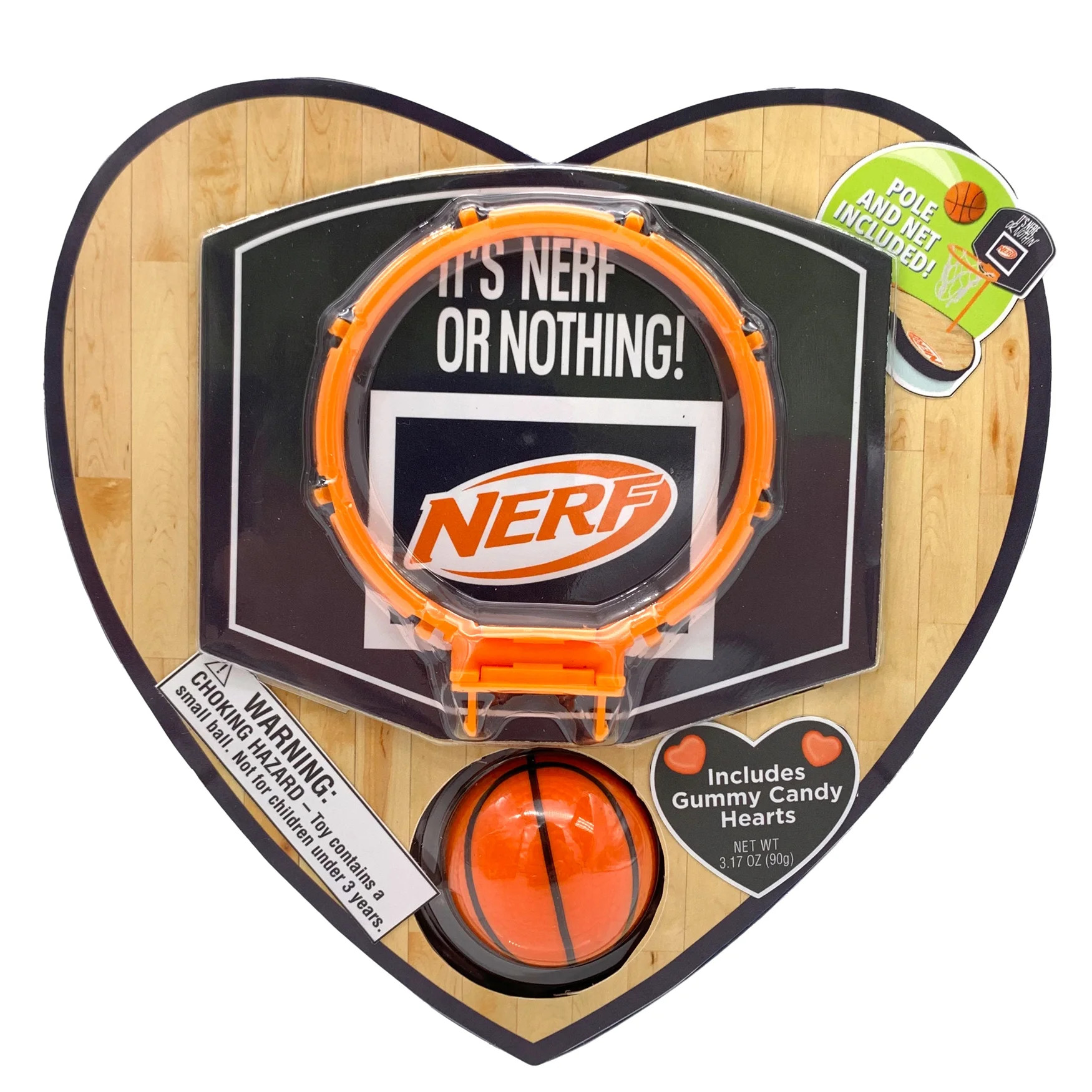 Frankford Nerf Valentine's Basketball Heart with Gummy Candy 3.17oz | Walmart (US)