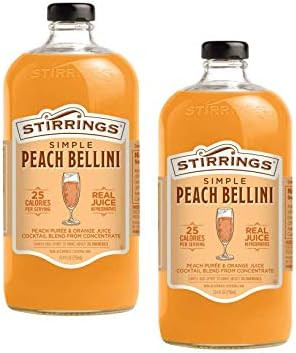 Stirrings Simple Peach Bellini Non-Alcoholic Cocktail Mix, TWO 25.4 fl. oz. (750ml) Bottles | Amazon (US)