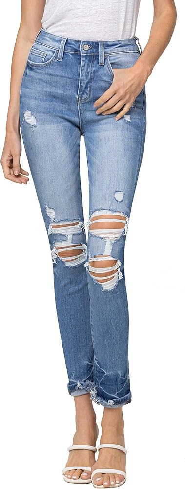 Flying Monkey, High Rise Ankle Skinny Jeans, Medium Blue | Amazon (US)