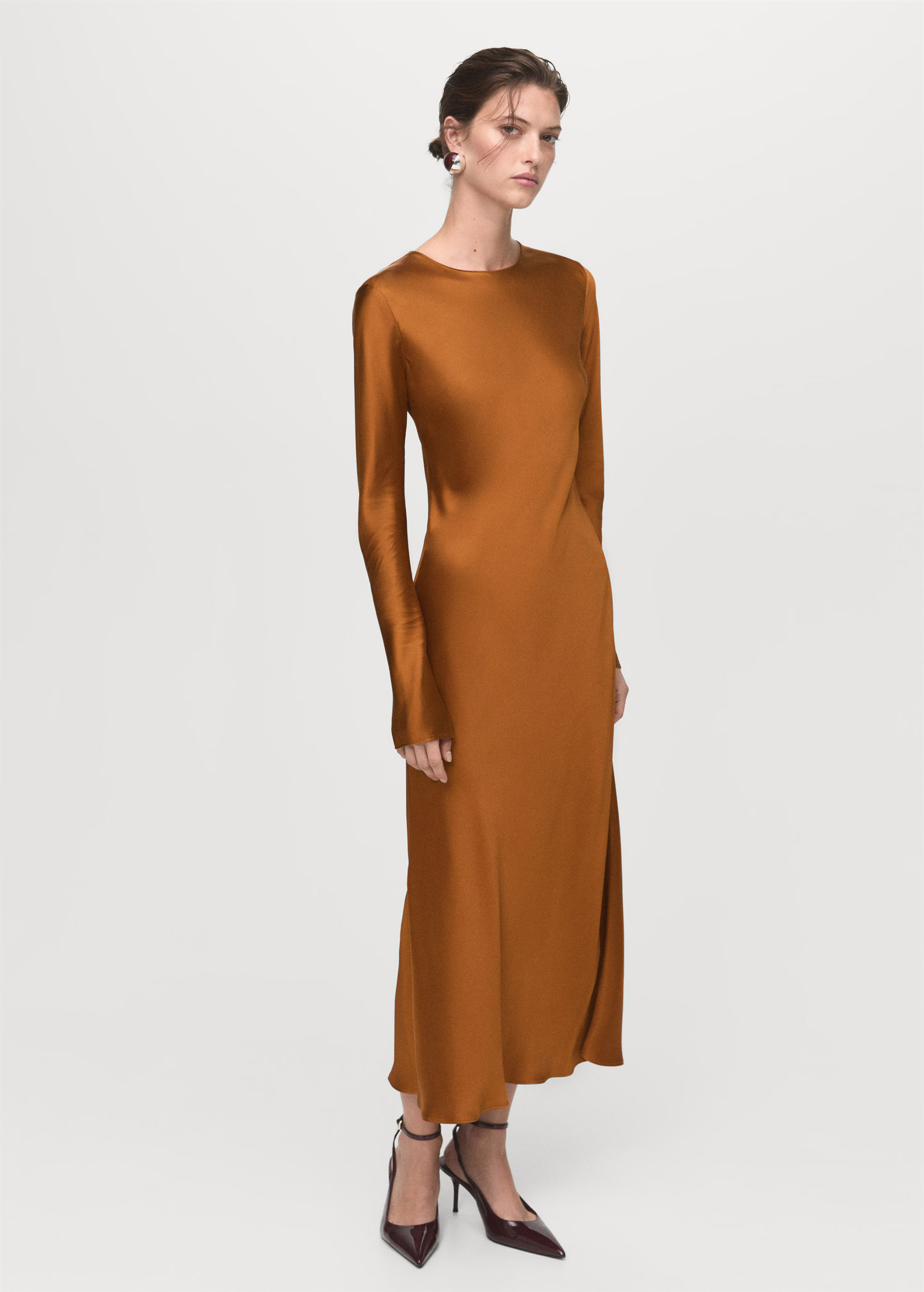 Long satin dress | Mango (US/MX/AU)