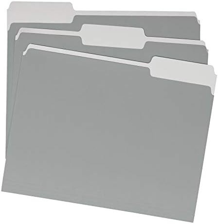 Amazon Basics File Folders, Letter Size, 1/3 Cut Tab, Gray, 36-Pack | Amazon (CA)