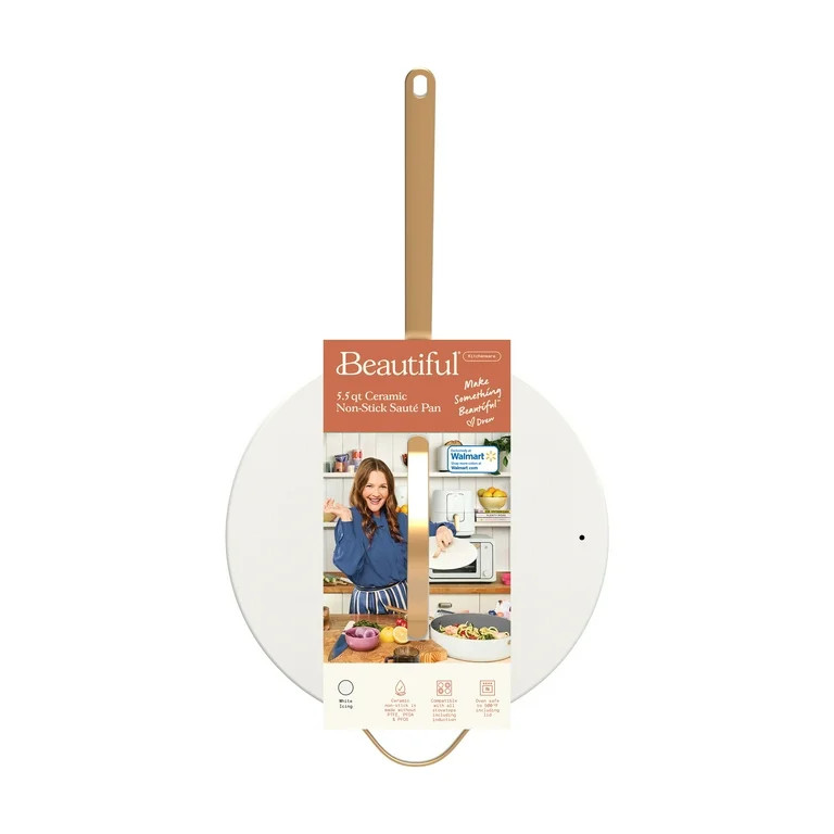 Beautiful 5.5 Quart Ceramic Non-Stick Sauté Pan, White Icing by Drew Barrymore | Walmart (US)