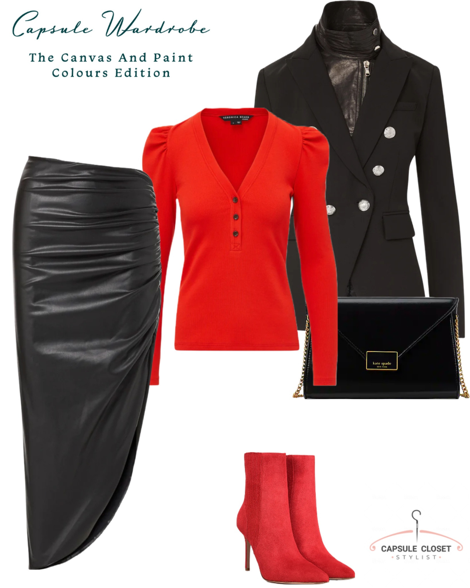 Neutral canvas colours with a hit of a bright paint colour works every time. #redtop #redboots #katespade #leatherskirt #blackblazer #blackjacket 

#LTKSeasonal #LTKstyletip #LTKGiftGuide