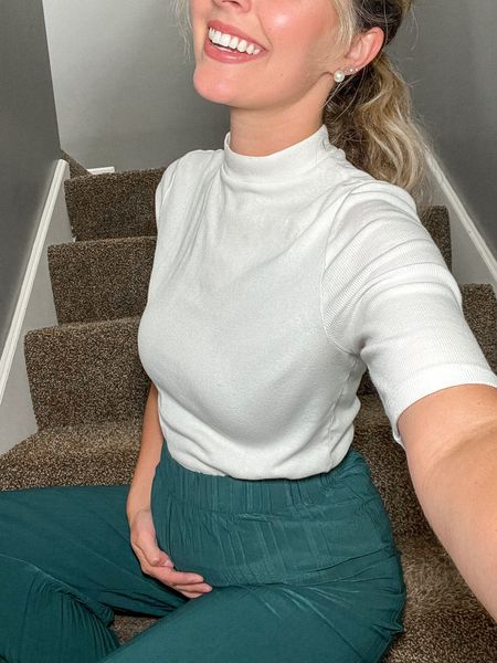 Bump friendly ribbed pants // stretchy pants // work outfits // Amazon fashion // non maternity outfit // maternity // date night // brunch outfit 

#LTKSeasonal #LTKstyletip #LTKbump