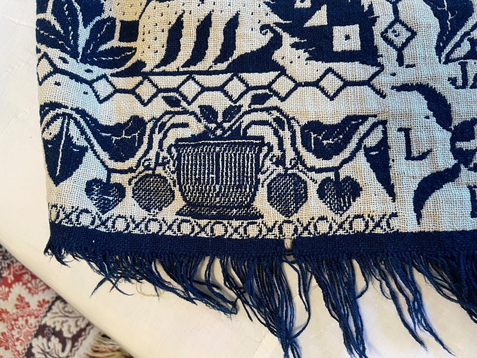 Antique Blue & White Double-weave Coverlet: Signed Figured Fancy Textile - Etsy | Etsy (US)