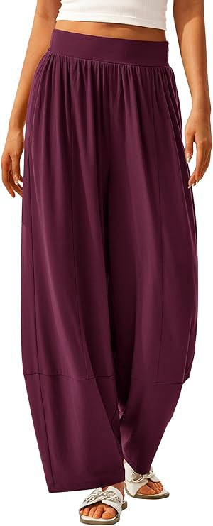 Women Casual Wide Leg Palazzo Lounge Pants Comfy Soft Loose Flowy Yoga Pants Smocked High Waisted... | Amazon (US)