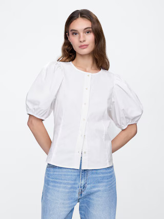 Poplin Puff Sleeve Top | Gap Factory
