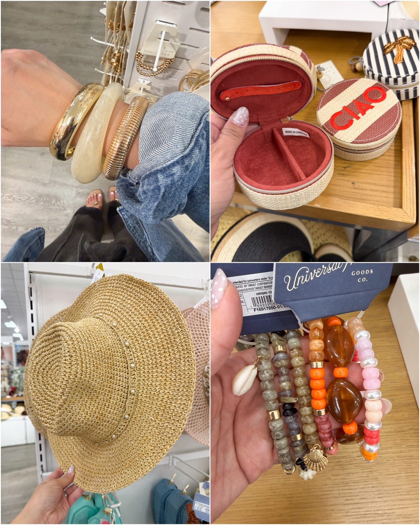 Target accessories // chunky bracelets // jewelry travel case // sun hat // summer beaded bracelets