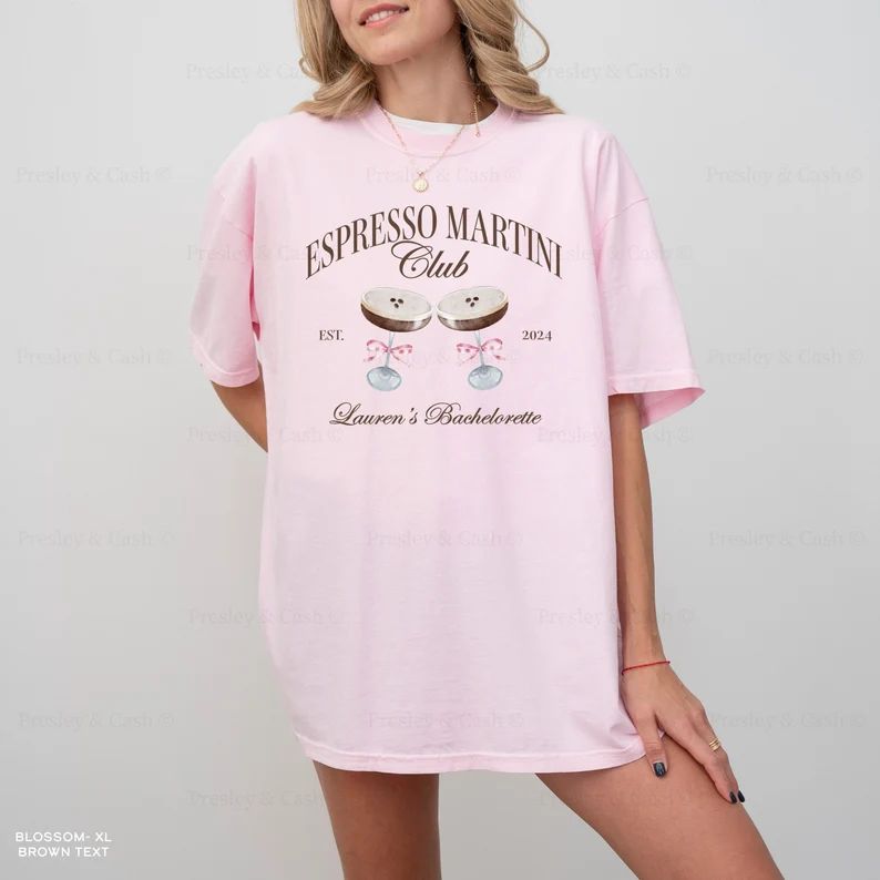 Espresso Martini Bachelorette Shirts Espresso Martini Club Shirt Custom Social Club Top Tying the... | Etsy (US)