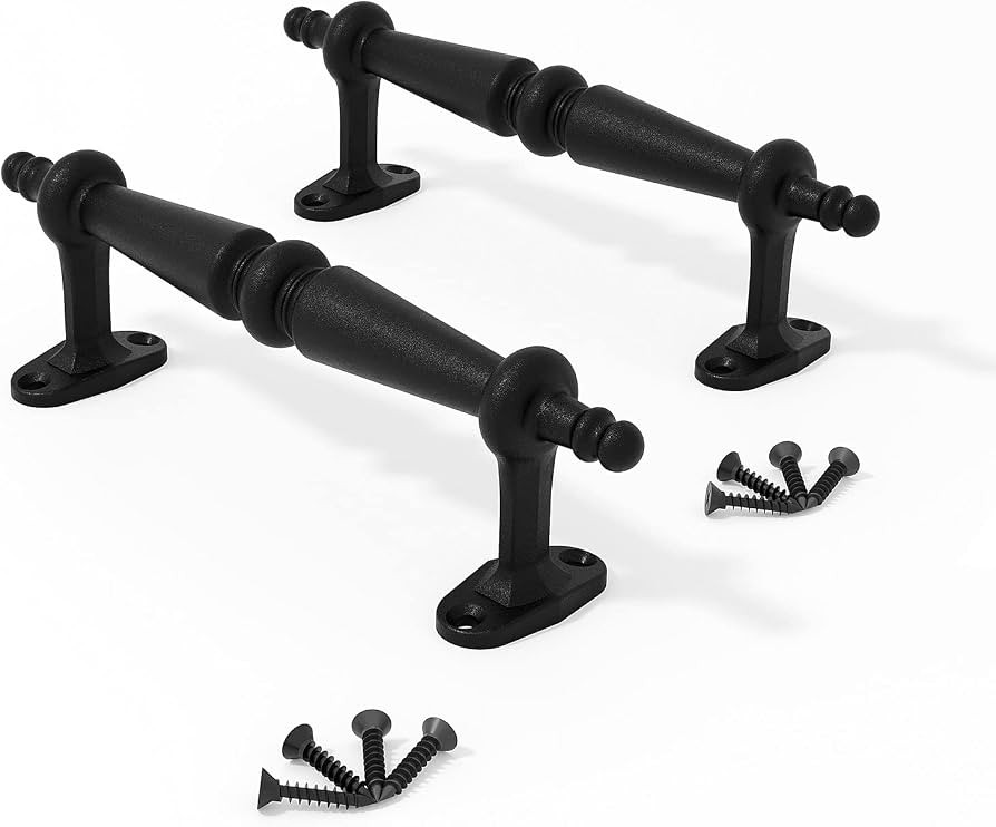 EaseLife 9" Barn Door Pull Handle, Rustic Black Aluminum Grab, Gate Handles, Easy Install, 2 Pack | Amazon (US)