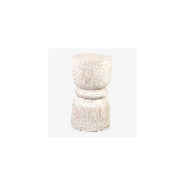 White Washed Hourglass Stool - Overstock - 31525474 | Bed Bath & Beyond