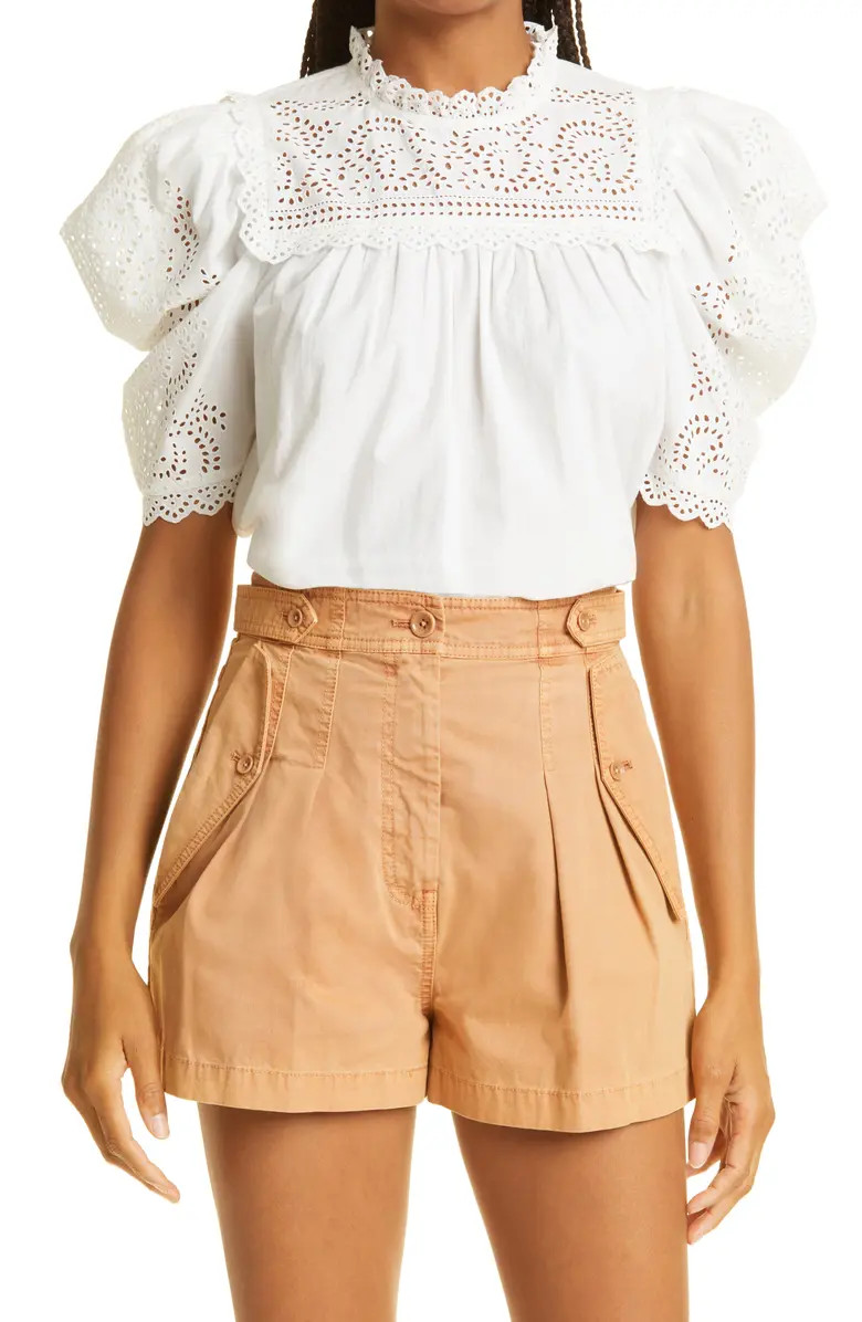 Ulla Johnson Yvonne Eyelet Short Sleeve Blouse | Nordstrom | Nordstrom