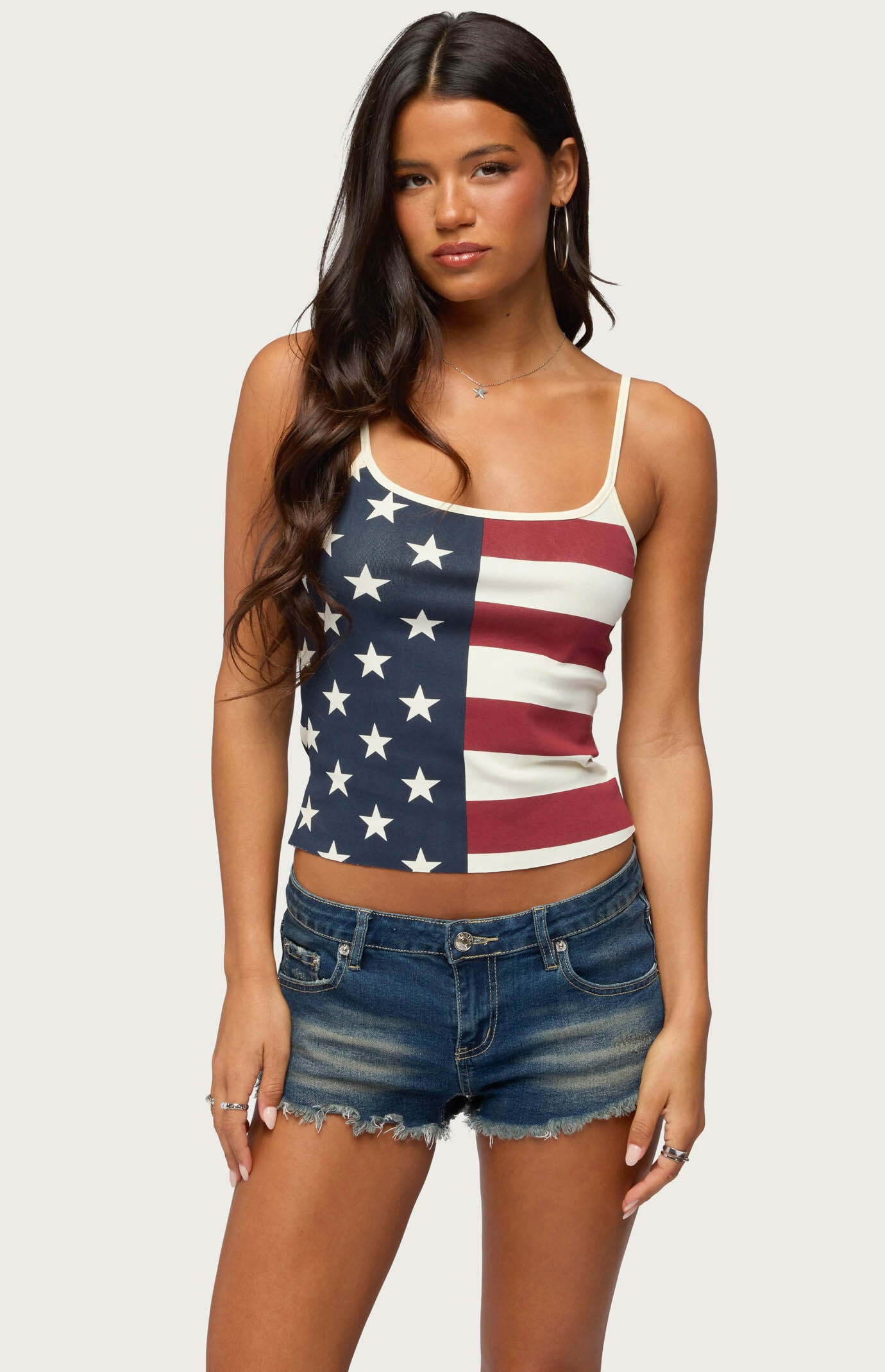 Edikted Women's USA Lover Tank Top in Cream - Size Small | PacSun