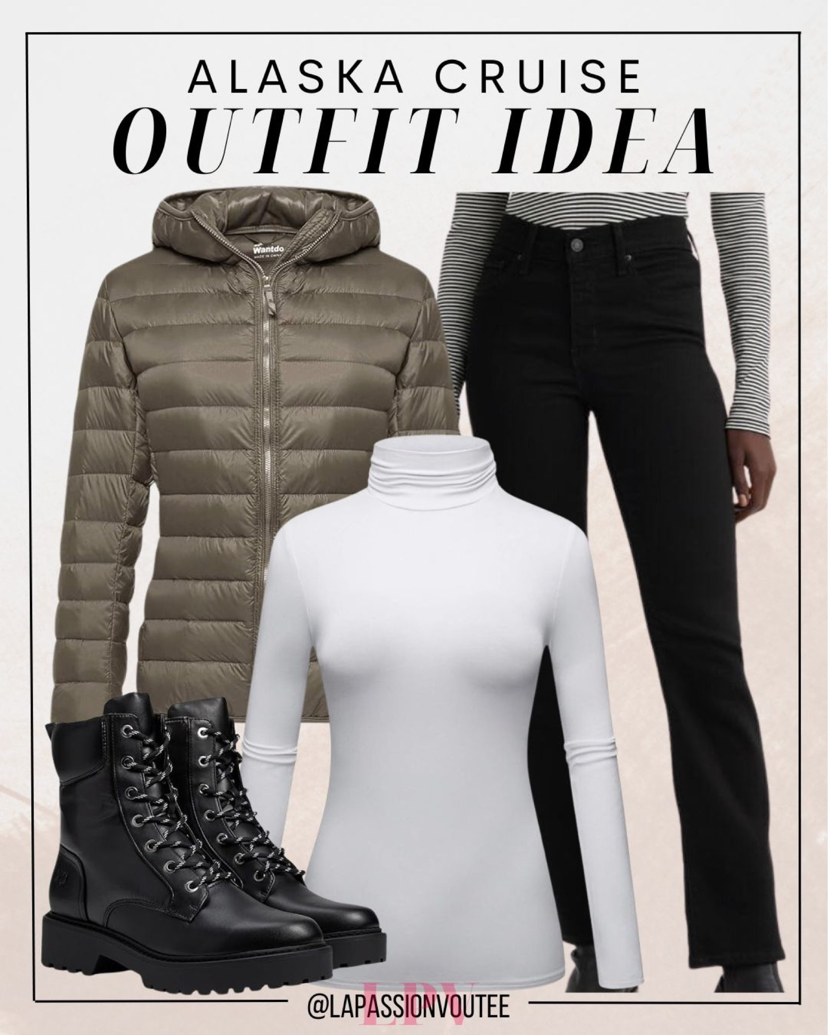 Set sail in style on your Alaska cruise with this versatile outfit! Stay cozy yet chic with a packable jacket, paired effortlessly with a long sleeve bodysuit for layering. Complete the look with sleek black jeans and sturdy boots, ready to explore the breathtaking wilderness in comfort and fashion.

#LTKstyletip #LTKtravel #LTKSeasonal