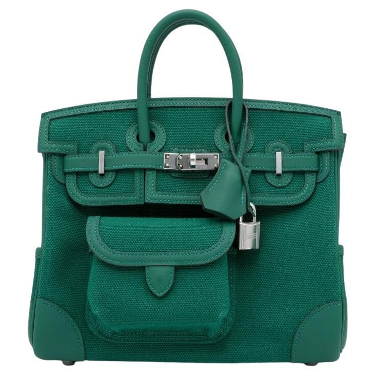 Hermes Birkin 25 Cargo Vert Vertigo palladium hardware handbag | 1stDibs