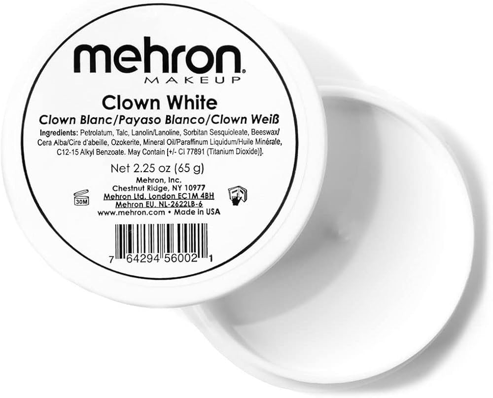 Mehron Makeup Clown White Professional Face Paint Cream Makeup | White Face Paint Makeup for Stag... | Amazon (US)
