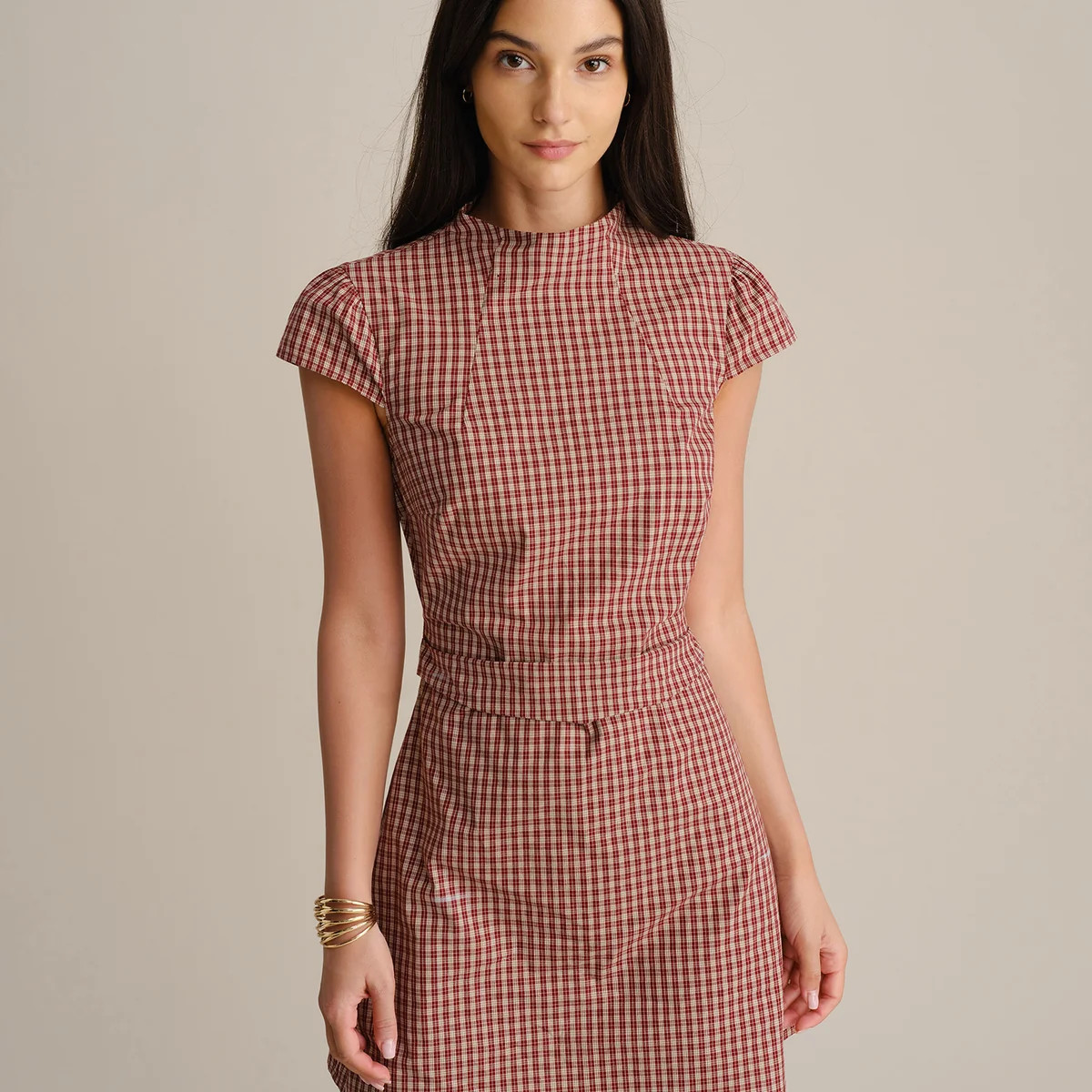 Red Cap Sleeve Tie Plaid Mini Dress & Reviews - Red - Dresses | RIHOAS | rihoas.com