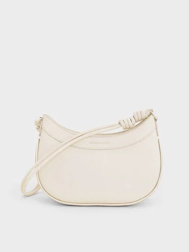 Cream Sabine Knotted-Strap Curved Shoulder Bag | CHARLES & KEITH | Charles & Keith US