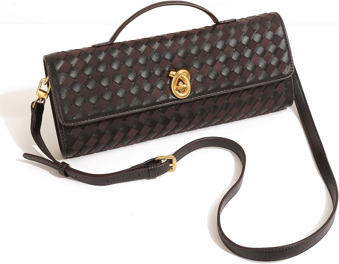 Woven Clutch Purses for Women, Leather Evening Clutch, Handmade Woven Shoulder Bag Crossbody Bag | Amazon (US)