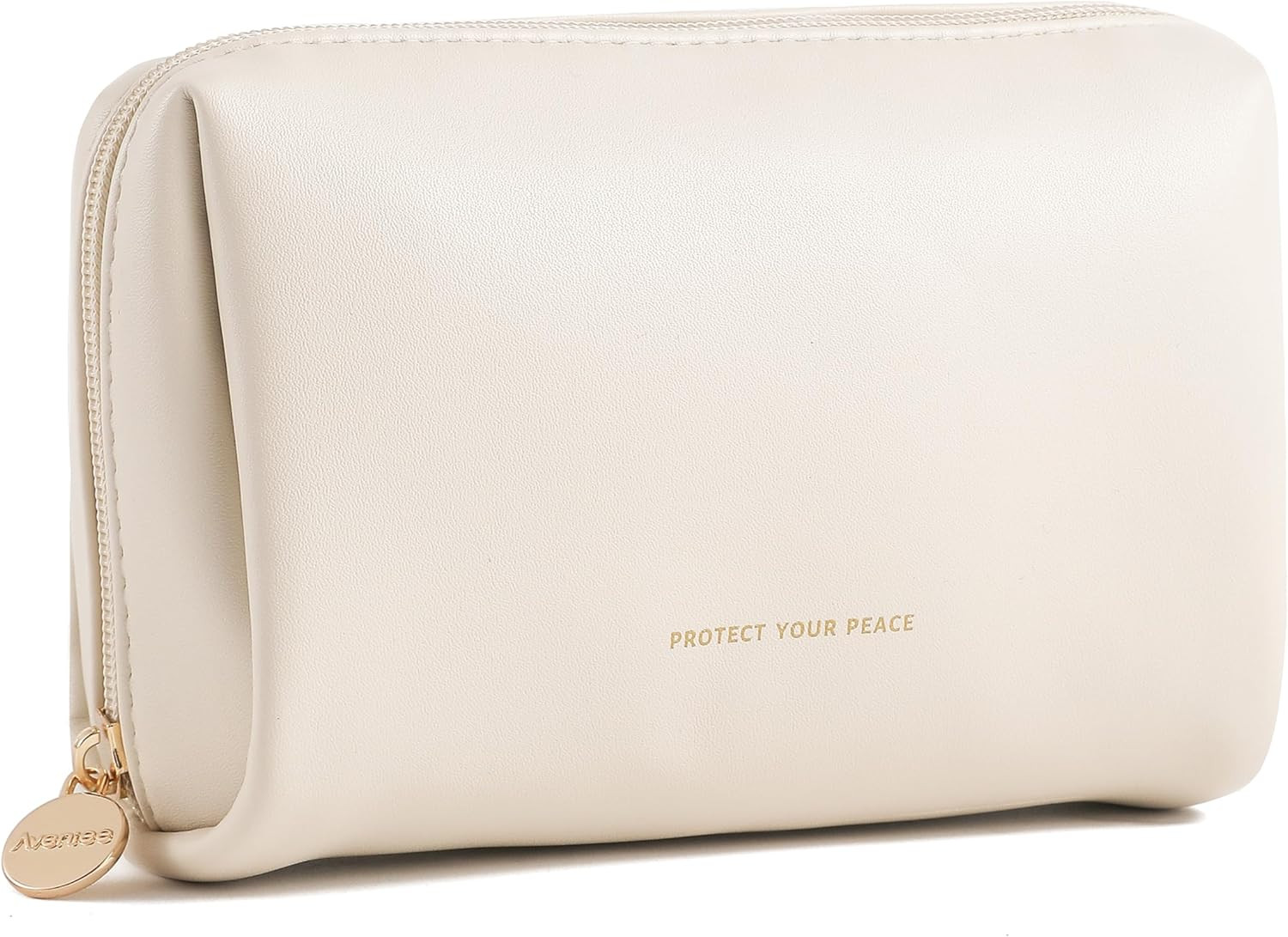 Aveniee Travel Makeup Bag Small, Vegan Leather Cosmetic Pouch for Purse, Wide-open Toiletry Organ... | Amazon (US)