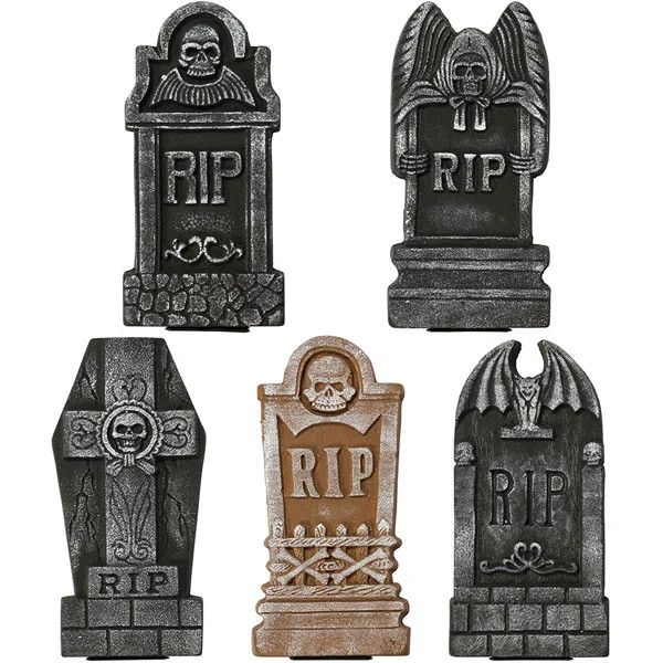 Bibana 5 Sets Halloween Tombstones Foam Yard Decorations | Wayfair North America