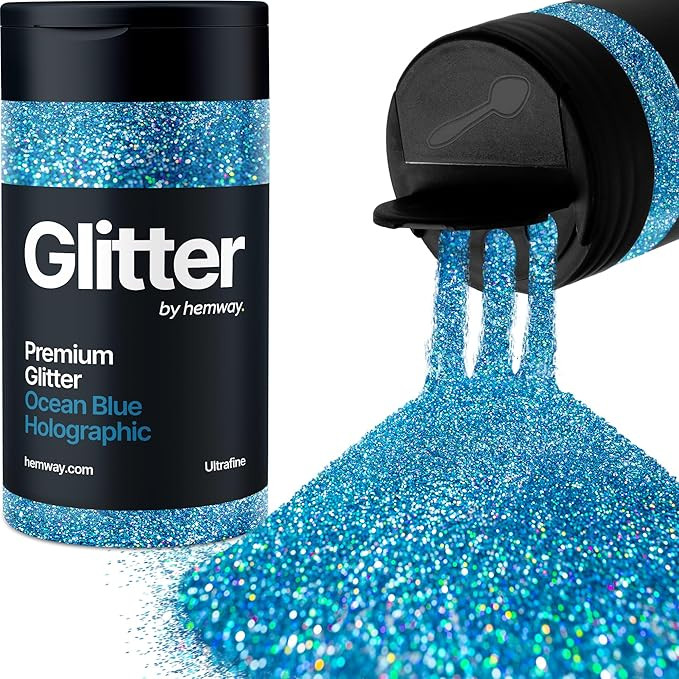 Hemway Premium Glitter Shaker - Ocean Blue Holographic | Ultrafine Metallic Flake Sequins for Res... | Amazon (US)