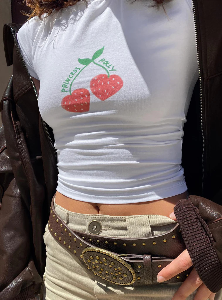 Cherry On Top Baby Tee White | Princess Polly US