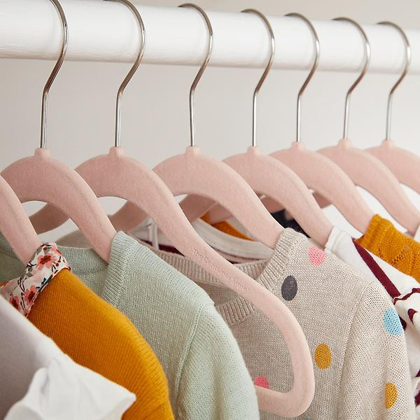 Kid's  Non-Slip Velvet Hangers Blush Pkg/40 | The Container Store