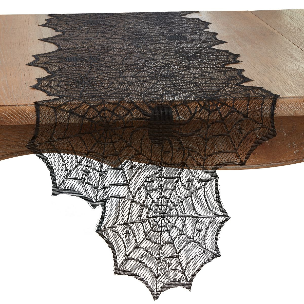 Saro Lifestyle Creepy-Crawly Spiderweb Net Table Runner, 18"x72", Black | Target