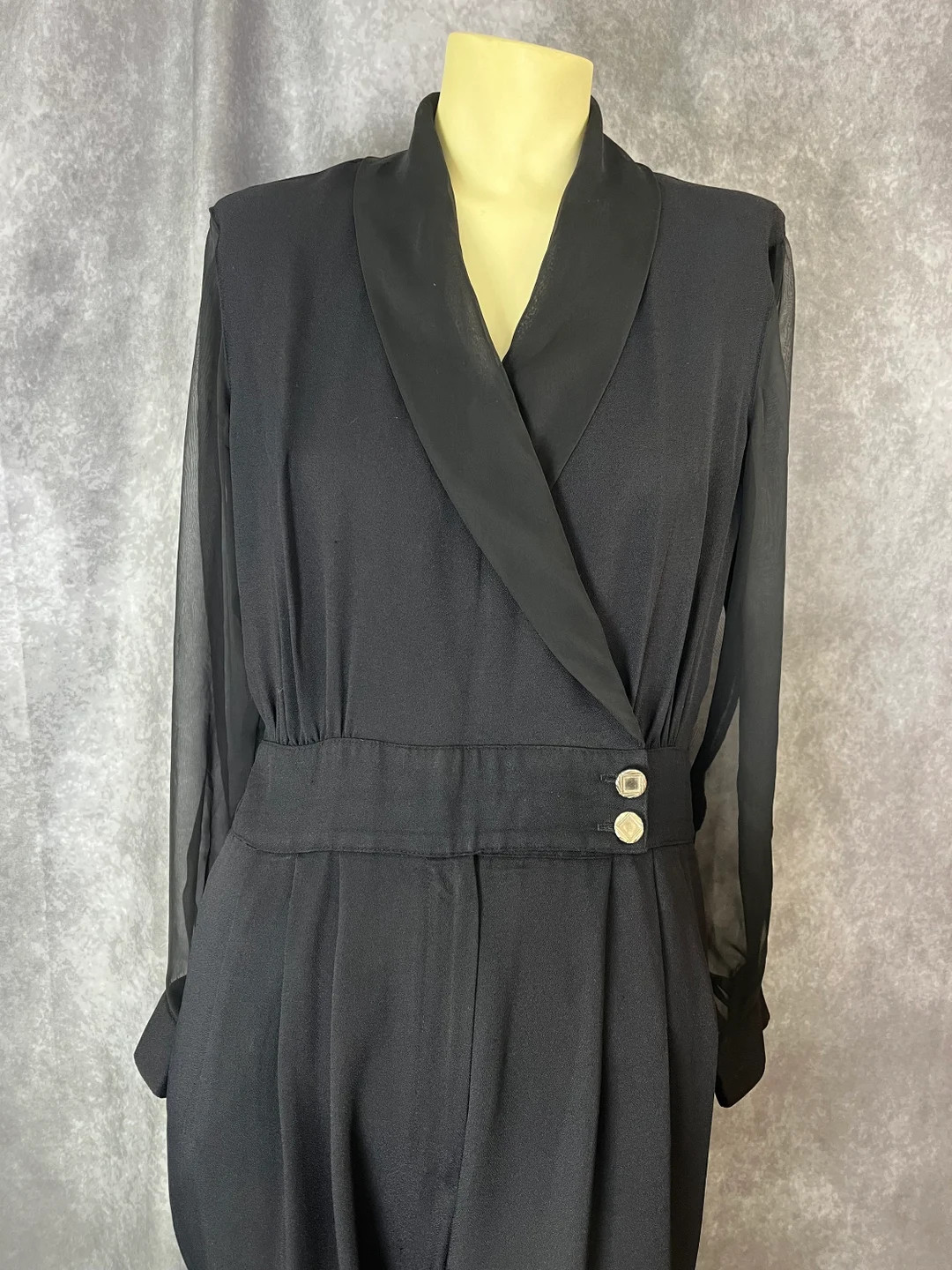 Vintage 1990s Black Jumpsuit Size 12 - Etsy | Etsy (US)