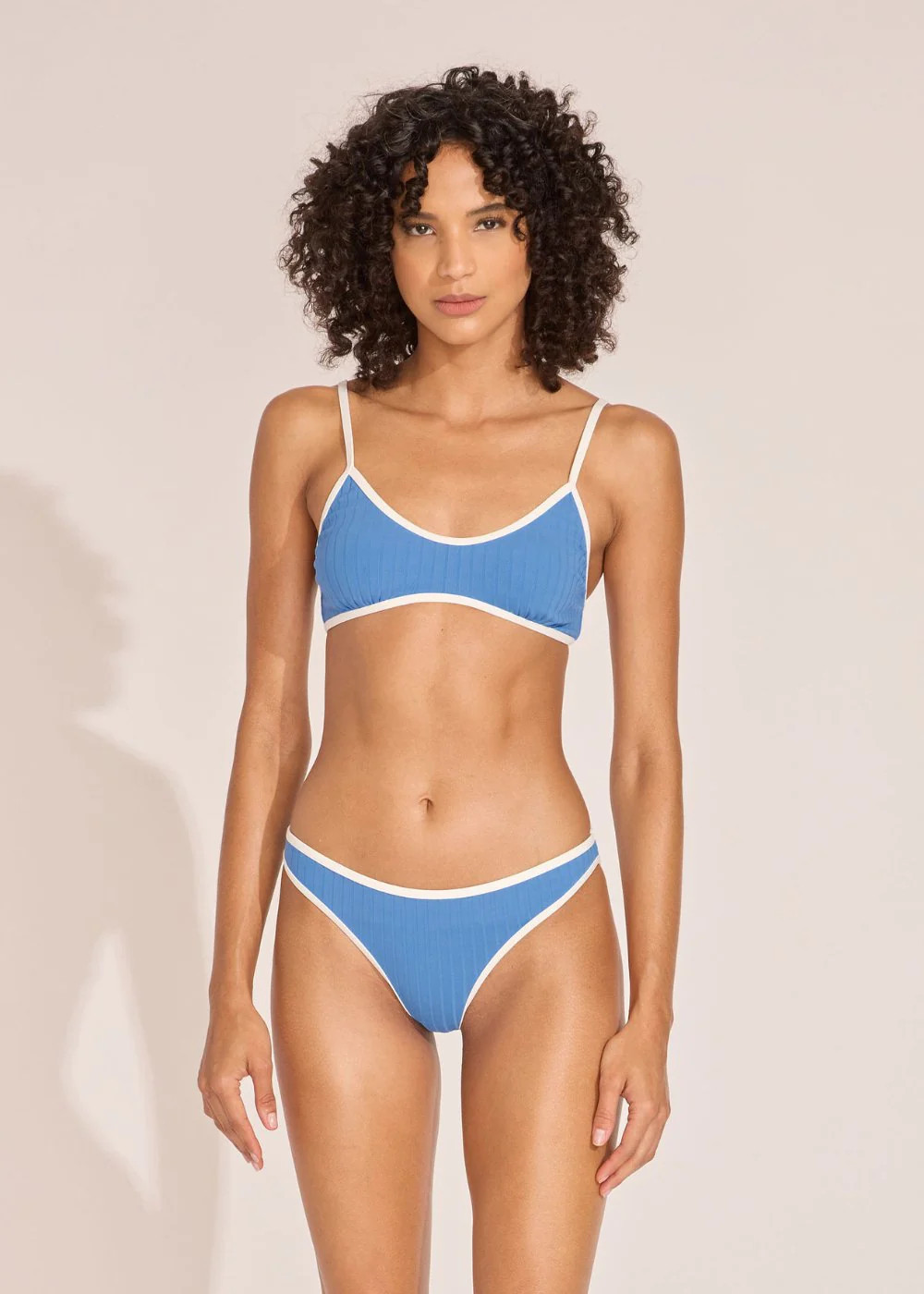 The Rachel Ribbed Bikini Top in Marina Blue | Solid & Striped