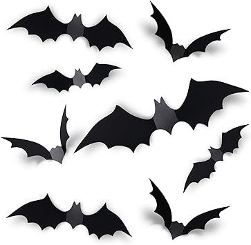 Coogam 60PCS Halloween Bats Decoration, 4 Different Sizes Realistic PVC Black 3D Scary Bat Sticke... | Amazon (US)