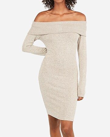 off the shoulder ribbed cozy sheath dress | Express