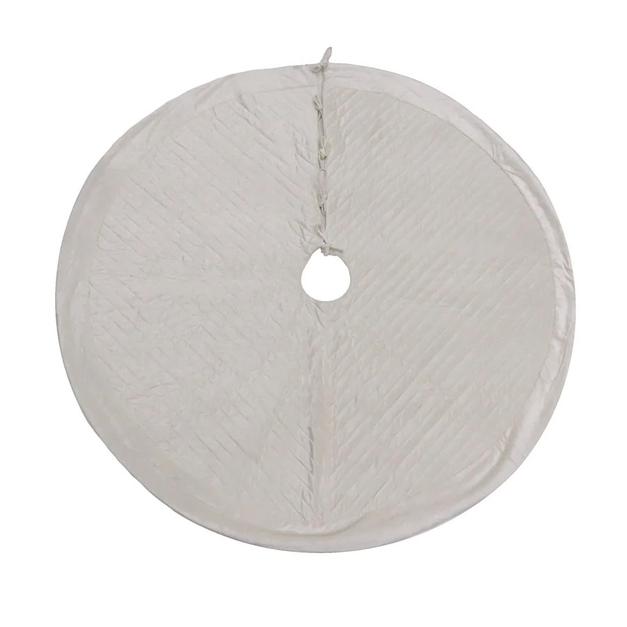 60 in. HGTV Home Collection Quilted Velvet Tree Skirt, Ivory | National Tree Company