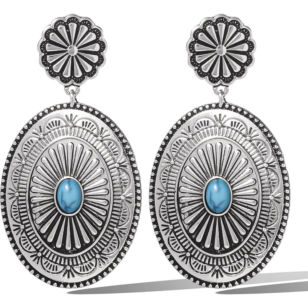 Jessica Simpson Western Round Concho Drop Earrings in Silver at Nordstrom | Nordstrom