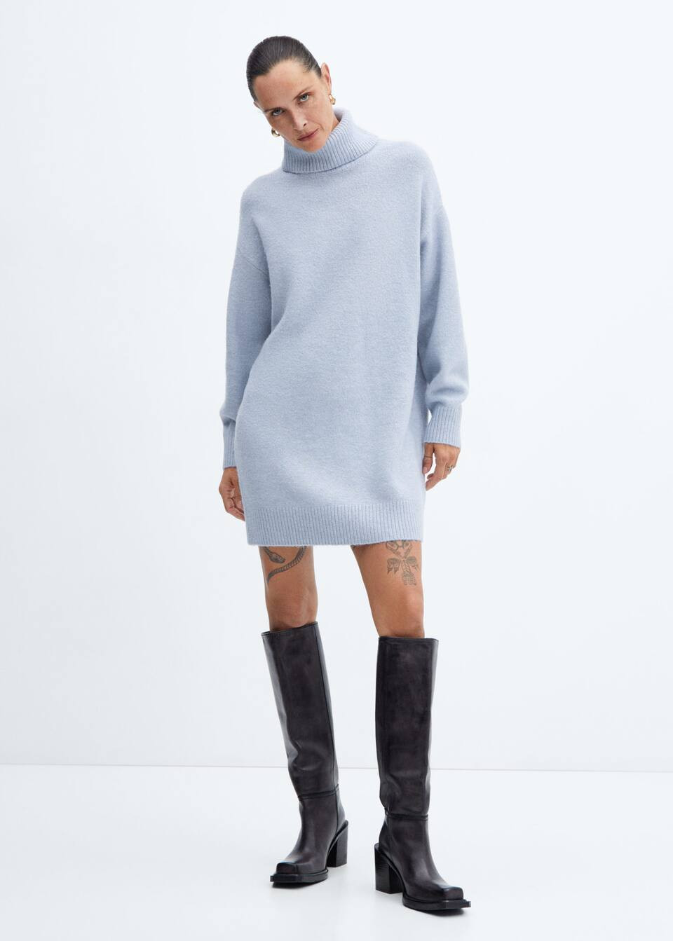 Turtle neck knit dress -  Women | Mango USA | MANGO (US)