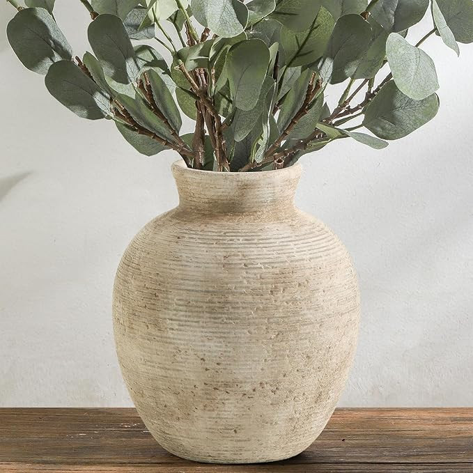Ceramic Flower Vase Home Decor - Farmhouse Table Vases Rustic Vintage Living Room Kitchen Bedroom... | Amazon (US)