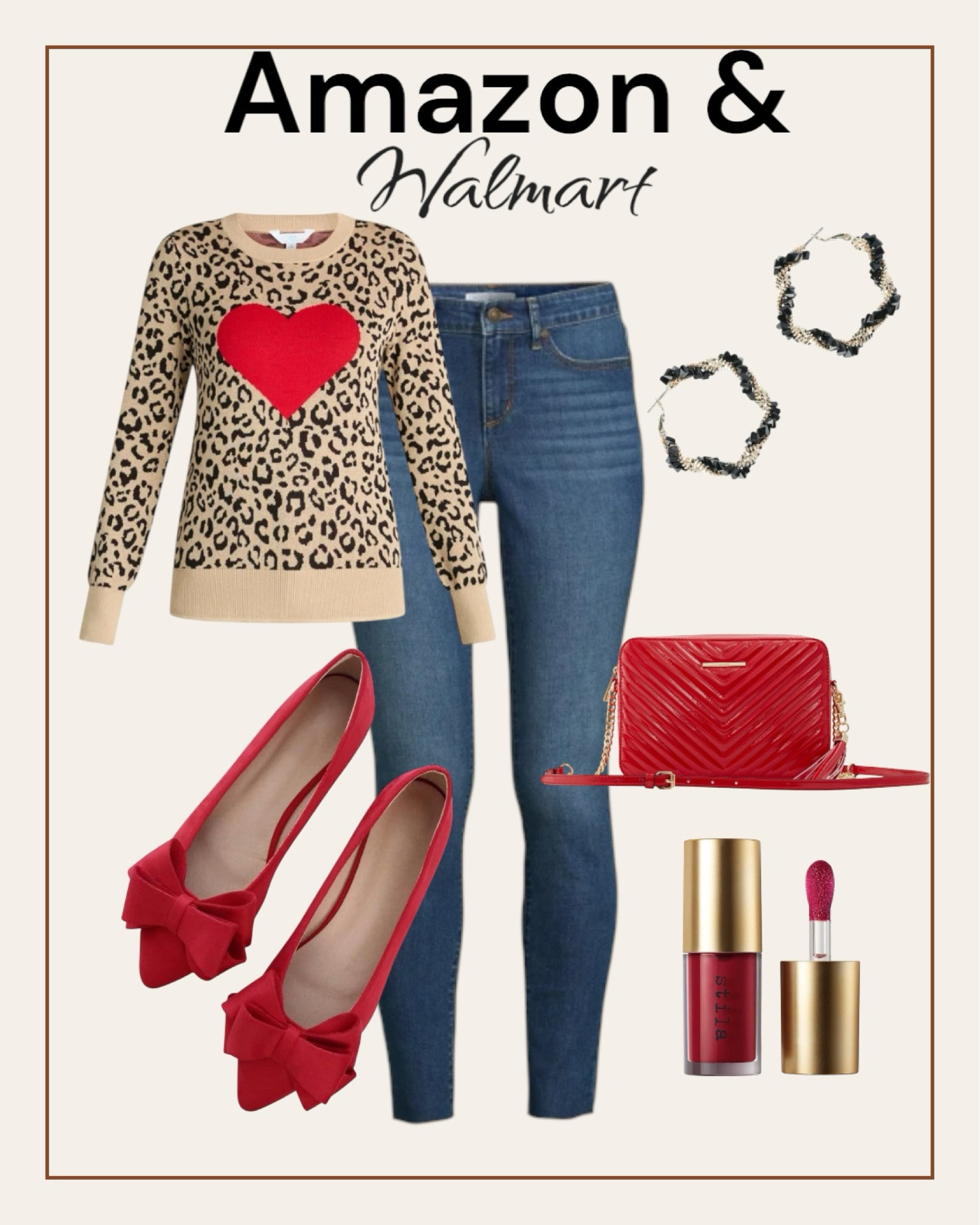 Valentine’s Day outfit. Heart sweater and jeans. From Amazon and Walmart. 
#outfit

#LTKSeasonal #LTKstyletip #LTKfindsunder50