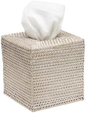 KOUBOO 1030036 Square Rattan Tissue Box Cover, 5" x 5" x 5.5", White Wash | Amazon (US)