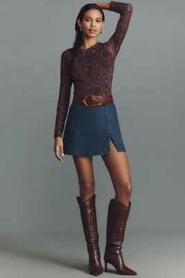 By Anthropologie Side-Slit Denim Mini Skirt | Anthropologie (US)