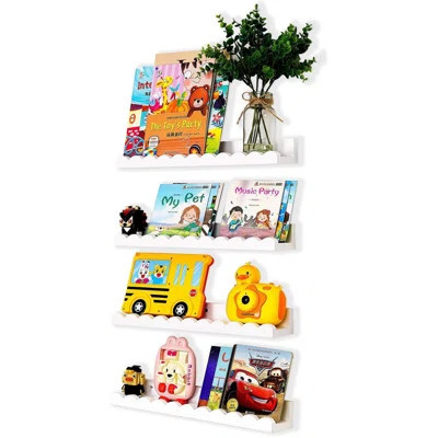 Wooden White Children's Room Bookshelf Floating Nursery Wall Shelf 4-Piece Set Suitable For Living Room, Bedroom, Kitchen, Etc. Wall Shelf (16.54Inch) | Wayfair North America
