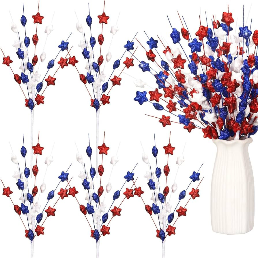 6 Pack 4th of July Table Centerpieces Decor 17 in Independence Day Tree Topper Picks 250th Annive... | Amazon (US)
