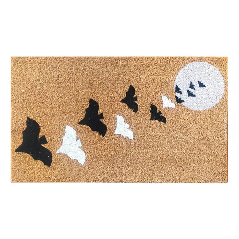 Halloween Bats & Moon Coir Mat, 22x47 | At Home