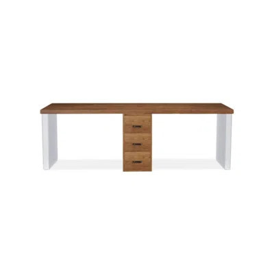 Solid wood writing desk Acrylic table legs with Cabinet | Wayfair North America