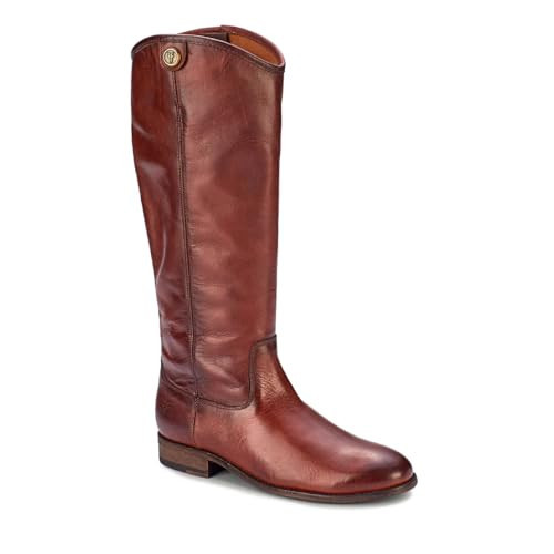 Frye Melissa Button 2 Equestrian-Inspired Tall Boots for Women Made from Hard-Wearing Vintage Leather with Antique Silver Hardware and Leather Outsole – 15 ½” Shaft Height, Redwood, 10 | Amazon (US)