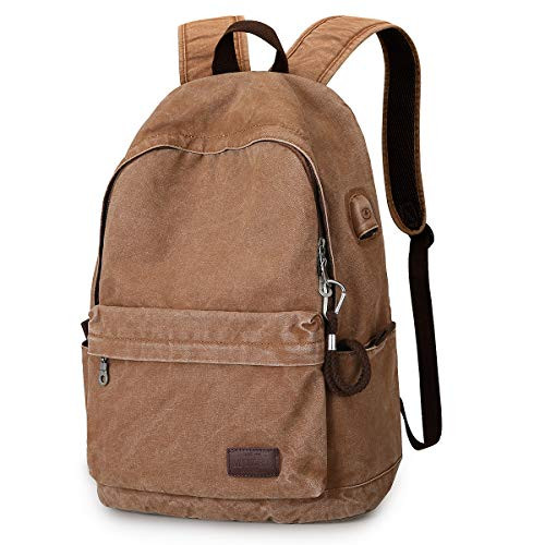 Muzee Canvas Backpack Lightweight Travel Daypack Student Rucksack Laptop Backpack | Amazon (US)