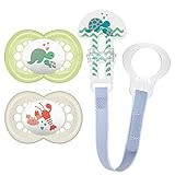 MAM Pacifier and MAM Pacifier Clip Value Pack (2 Pacifiers & 1 Clip), Pacifiers 6 Plus Months, Unise | Amazon (US)