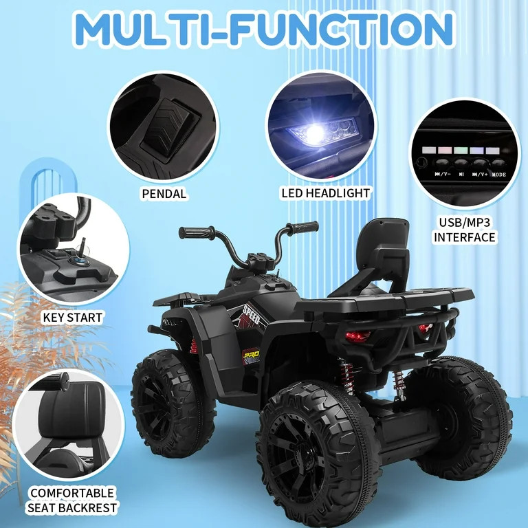 Joyracer 24V Kids Ride on ATV with 2 Seater, 2* 200W Motor 9AH Battery Powered Electric Car w/ LE... | Walmart (US)